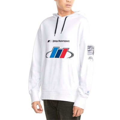 Puma Bmw Mms Street Pullover Hoodie Мужская белая повседневная спортивная верхняя одежда 5311250