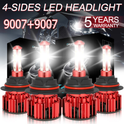 4x 9007/HB5 LED Headlight Bulbs Kit 6500K White High Low Beam Light Super Bright