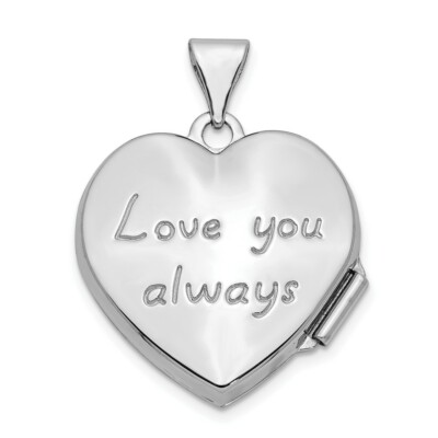 Pre-owned Skyjewelers Real 14k White Gold Scrolled Love You Always Heart Locket; Women & Men