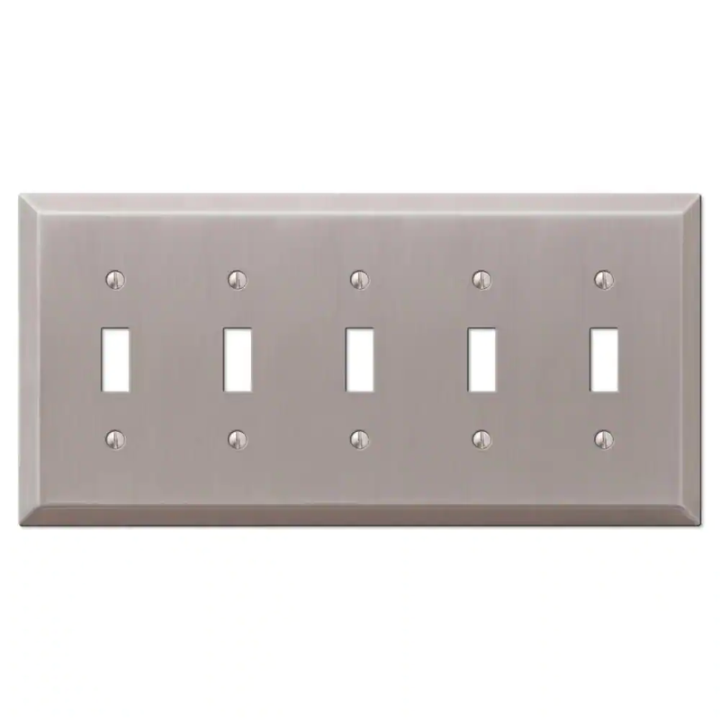 Wall Plate Light Switch Cover 5 Gang Toggle Steel Electrical Box Screws Included