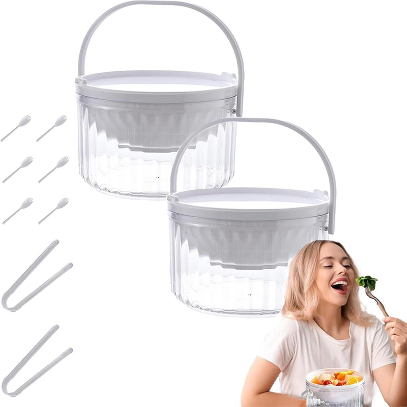 2 Pack Chilled Dip Bowl with Lid Ice Serving Dish White | 2 Pack Chilled Dip Bow