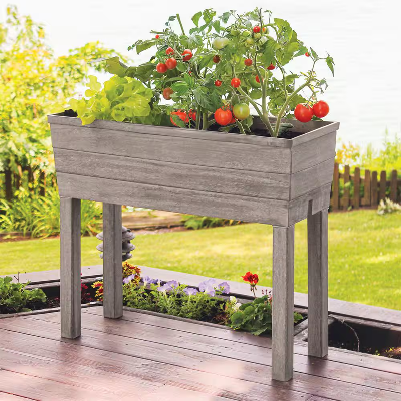 EMSCO Elevated Garden Bed Self Watering Planter Raised Garden Box Patio Deck