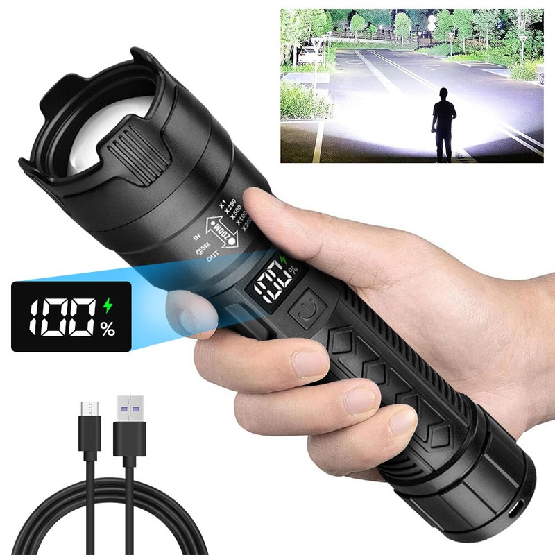 Most Powerful 99000000lm Led Military Torch Usb Rechargeable Tactical Flashlight
