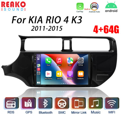 For KIA RIO 2011-2015 4+64G CarPlay Android 13 Car Stereo Sat Nav GPS Navi CAM