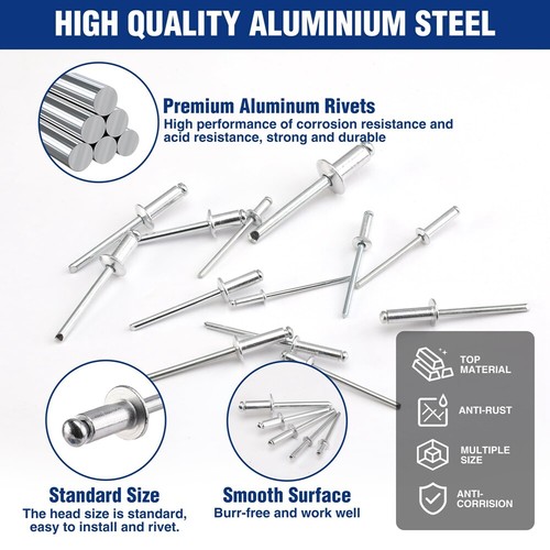 500PC Pop Rivets Assortment Kit Aluminum Blind Rivets 14Size Blind Rivet