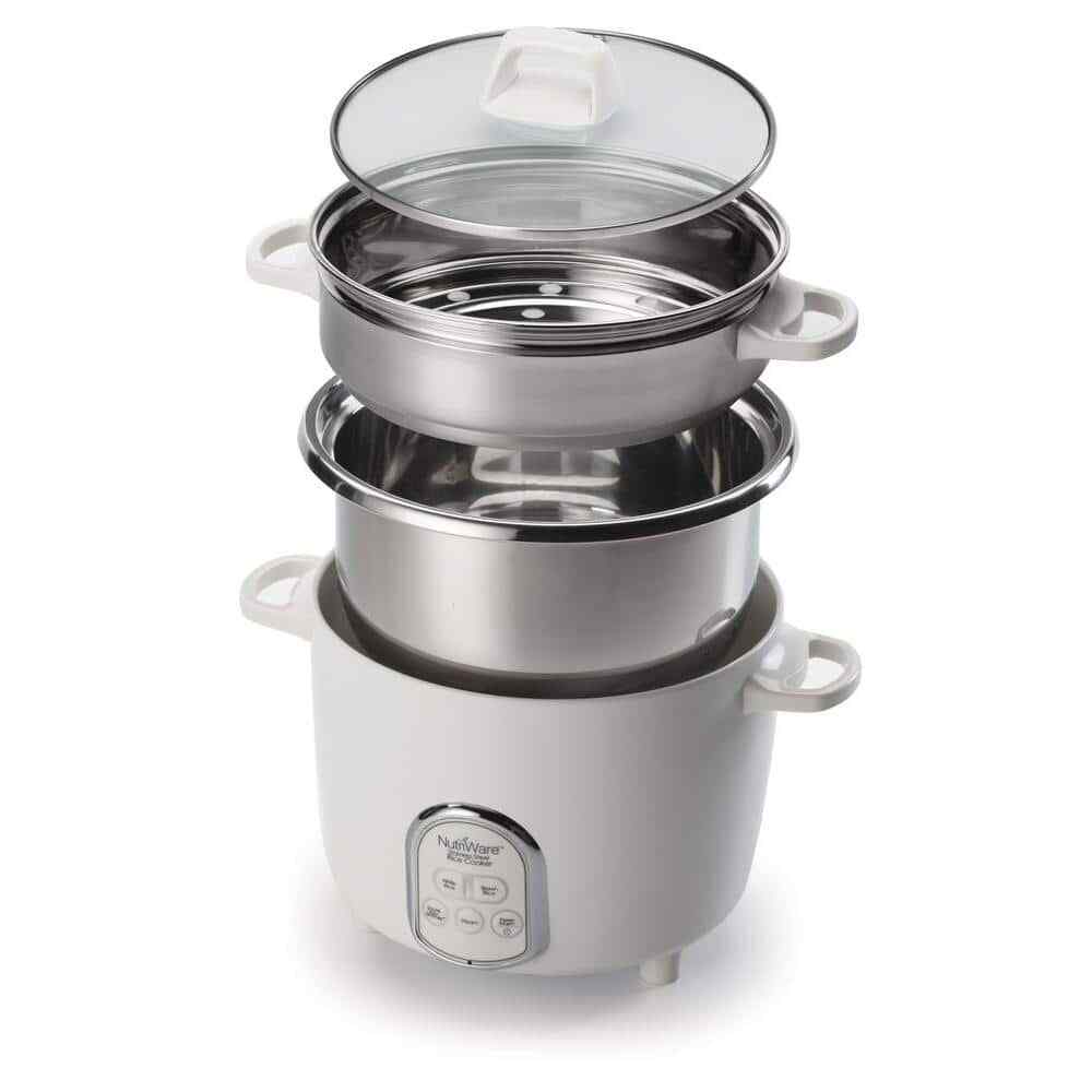 NutriWare Digital Pot Style 7-Cup Rice Cooker with Glass Lid and Non-Stick Pot
