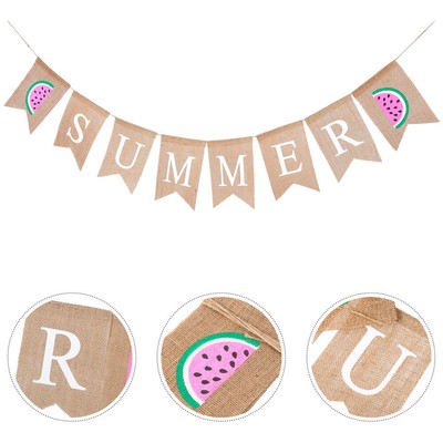 Watermelon Party Decorations Summer Garland Flag Reusable Baby