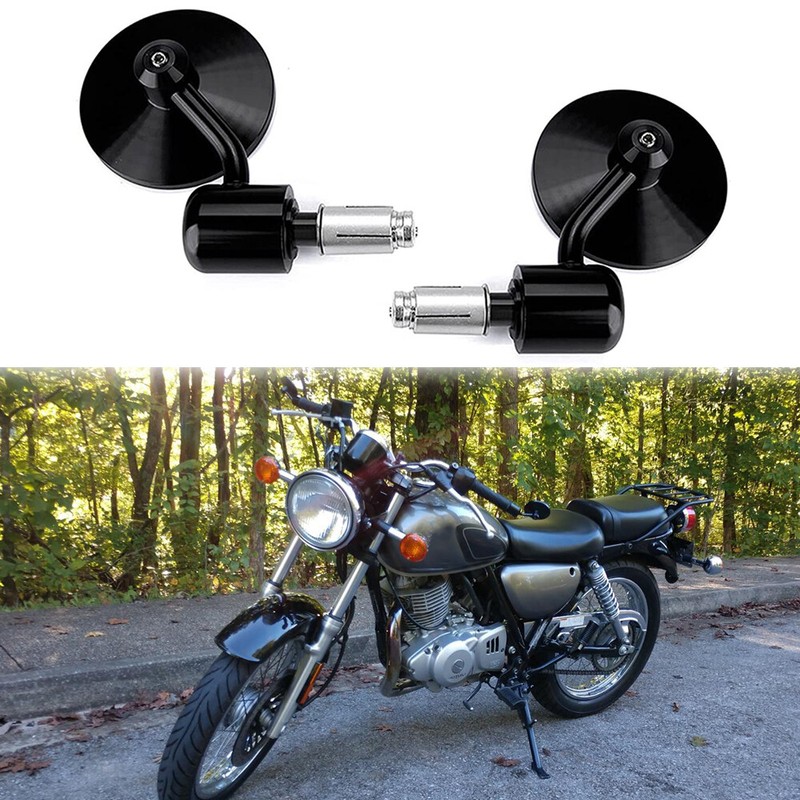 Black CNC Motorcycle Handle Bar End Mirrors 7/8