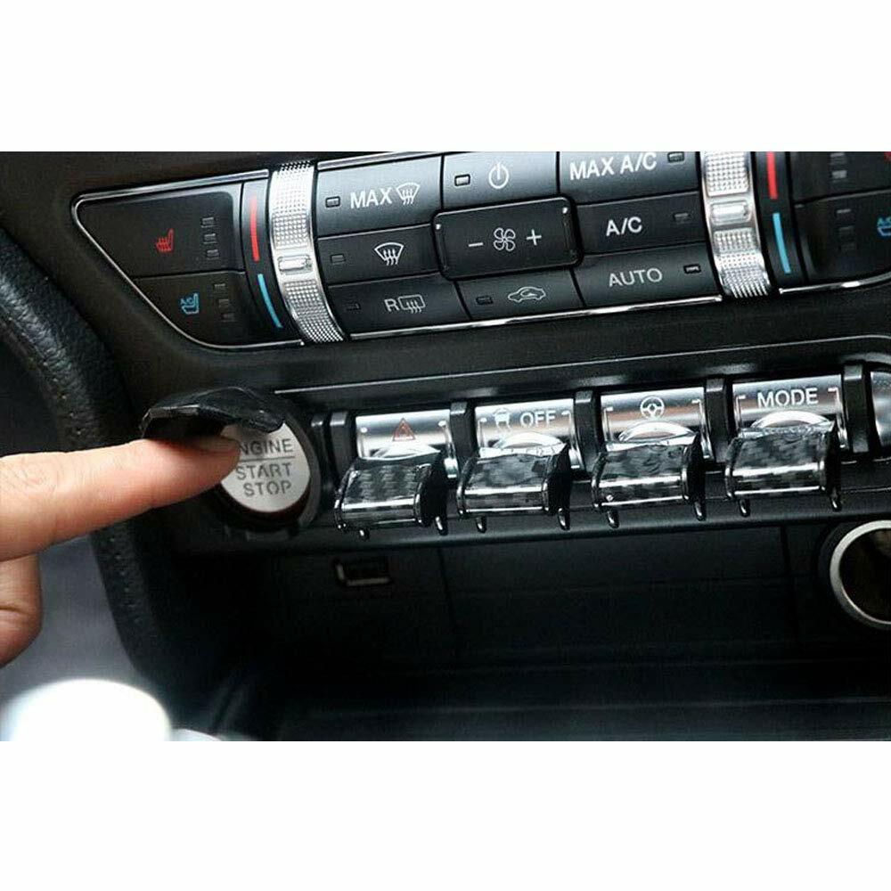 Carbon Fiber Engine Start Stop Button Switch Cover Trim For Ford Mustang 2015+