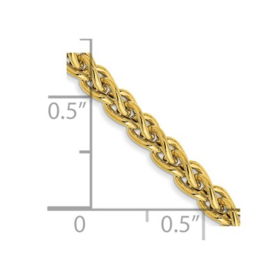 Pre-owned Skyjewelers Real 14kt Yellow Gold 24 Inch 3.45mm Semi-solid Wheat With Lobster Clasp Chain