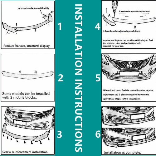 For Infiniti G37 Coupe Sedan Front Splitter Bumper Lip Spoiler Glossy+Strut Rods