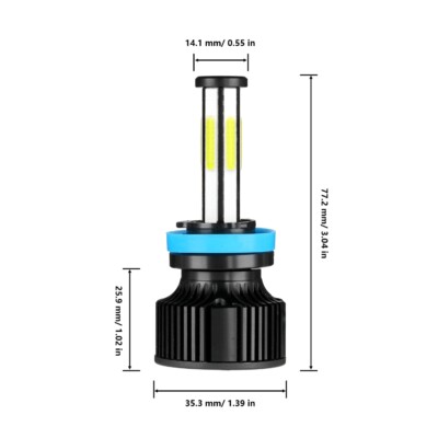 6 Sides 9005 H11 LED Headlight High Low Beam Bulbs Kit Super White Bright Lamps