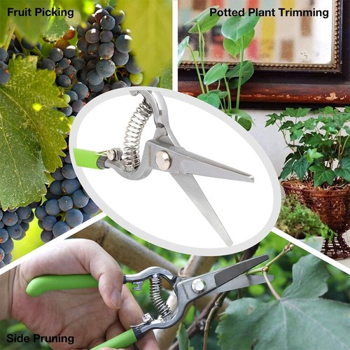 2PC Pruning Shear Set 8'' Handing Pruner w/Straight Blade 8" Bypass Garden Shear