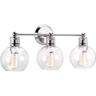 Progress Lighting Hansford 3-Light Polished Nickel Clear Glass Vanity Light (N)