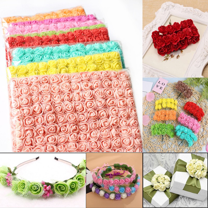 144PCS Mini Foam Rose Flowers Bouquet DIY Crafts Wedding Home Christmas Decor SL