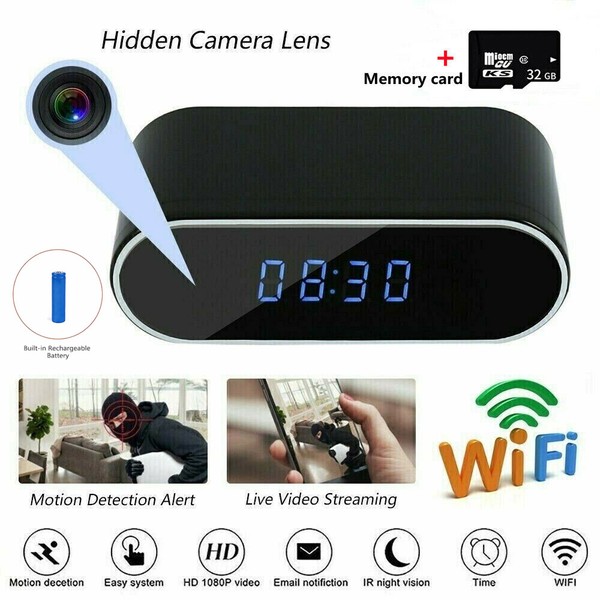 Spy Camera WiFi Hidden Wireless Security Nanny Cam HD 1080P Alarm Night Vision - Image 29