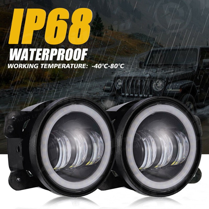 Pair 4 Inch LED Fog Lights Lamp for Jeep Wrangler JK TJ LJ Dodge Journey Charger