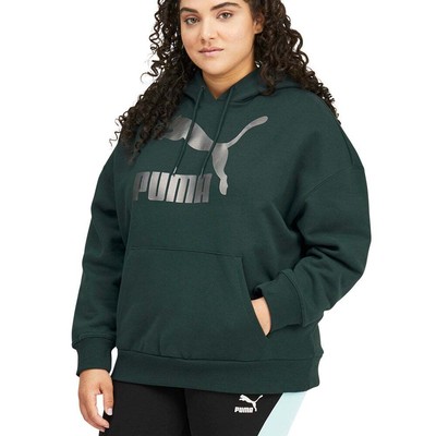 

Puma Classics Logo Pullover Hoodie Pl Женская зеленая повседневная спортивная верхняя одежда 533, Зеленый, Puma Classics Logo Pullover Hoodie Pl