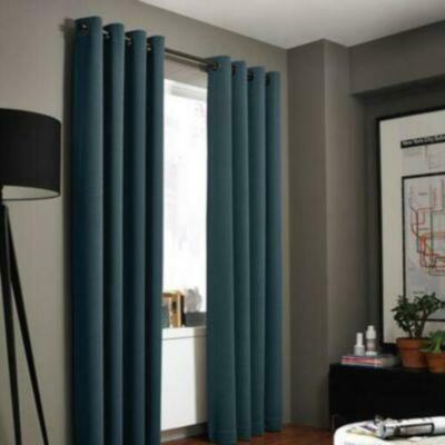 84'' Reaction Home Gotham Texture Lined Grommet Window Curtain Panel -azure
