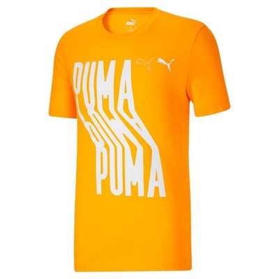 Puma Wavy Graphic Crew Neck Футболка с коротким рукавом Мужские оранжевые повседневные топы 67461438