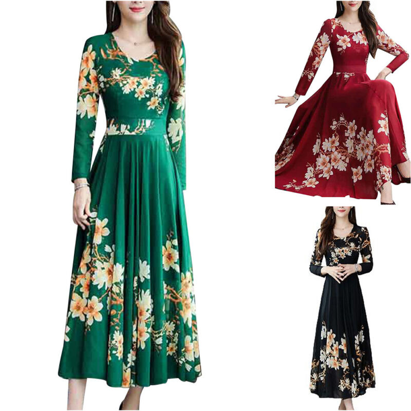 Buy OnlineWomen Floral A-Line Swing Long Maxi Dress Holiday Party Cocktail Casual Sundress