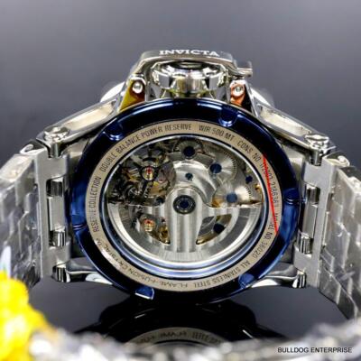 Pre-owned Invicta Reserve Venom Fusion Double Open Heart Automatic Steel Mop Watch