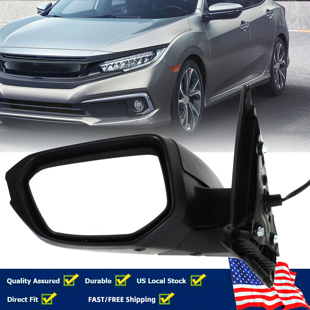 Левое зеркало со стороны водителя для Honda Civic 2016-2021 Седан Купе Черное с ручным складыванием