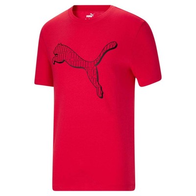 Puma Cat Fill Graphic Crew Neck Футболка с коротким рукавом Мужские красные повседневные топы 6748141