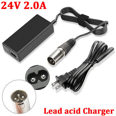 24V 2A XLR Mobility Electric Scooter wheelchair Gel/Lead Acid Battery Charger US