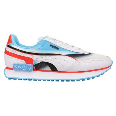 

Puma Future Rider Airbrush Lace Up Молодежные мальчики Белые кроссовки Повседневная обувь 38275, Белый, Puma Future Rider Airbrush Lace Up Youth