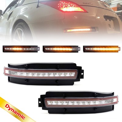 2xClear LED Tail Light Assy for Nissan 350Z 03-09 Dynamic Turn Signal Brake Lamp