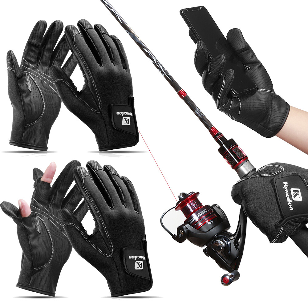 2 Seam Gloves Fishing Gloves Neoprene Fleece Waterproof Warm Full Finger Gloves