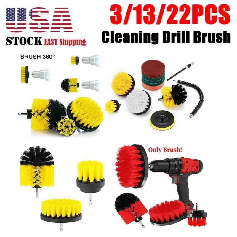 Home Drill Brush Attachment Power Scrubber Car Cleaning Kit Combo Scrub Tub Pack