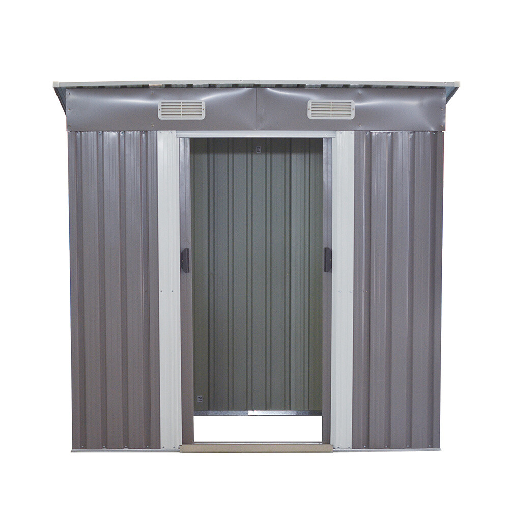 New Grey 6FT X 4FT Metal Garden Shed Pent Roof Outdoor 