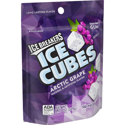 ICE BREAKERS ICE CUBES Chewing Gum ARCTIC GRAPE Flavor Sugar Free 811 Ounce