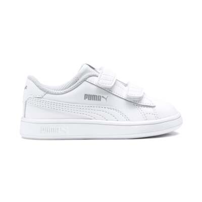 

Puma Smash V2 Leather Slip On Kids Boys Белые кроссовки Повседневная обувь 365174-02, Белый, Puma Smash V2 Leather Slip On Kids