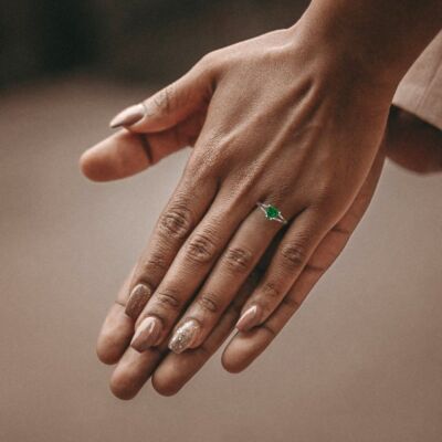 Pre-owned Pucci 1.5 Ct Heart Cut Statement Designer Simulated Emerald Ring Real 14k White Gold
