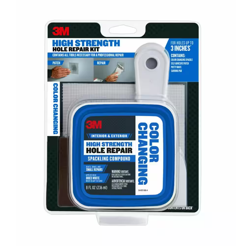3M High Strength Hole Repair Kit 8oz Color Changing Spackling Wall Patch Drywall