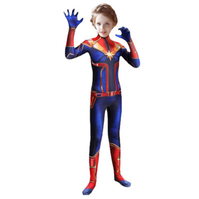 Captain Marvel Cosplay Damen Halloween Kostüm Lycra Jumpsuit Party Bodysuit