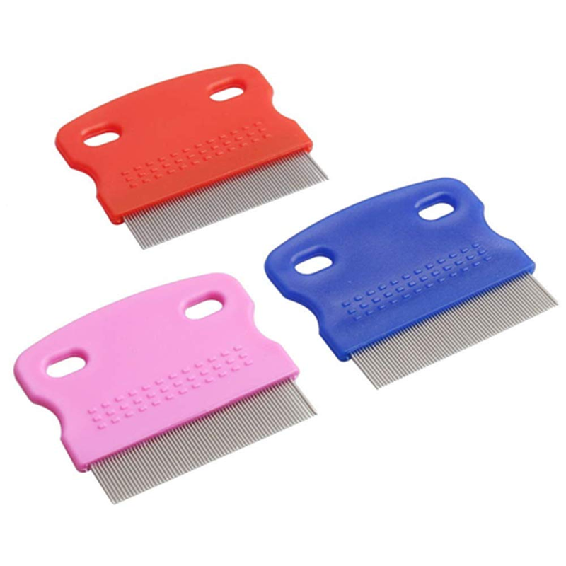 3 Pack Flea Comb for Dogs Cats Stainless Steel Fine Tooth Grooming Handle Lice