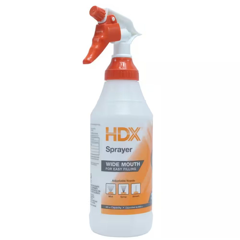 32 oz. Spray Bottle, Chemical Resistant, Wide Mouth, Sprays At Any Angle