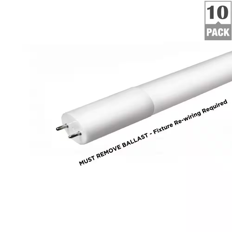 4 ft. 14-Watt T8 Non-Dimmable LED Linear Light Bulb Type B Bypass Double Ended