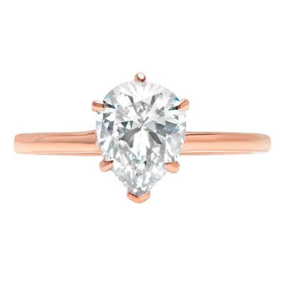 Pre-owned Pucci 1.9ct Pear Cut Simulated Diamond Solitaire Statement Promise Ring 14k Rose Gold