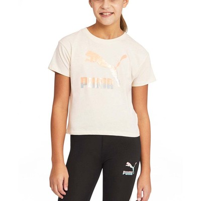 Puma Gloaming Pack Graphic Crew Neck Short Sleeve Youth Girls Off White 858314