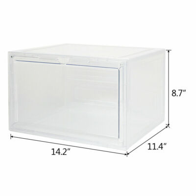 Magnetic Shoe Storage Box Drop Side/Front Sneaker Case Stackable Container XL