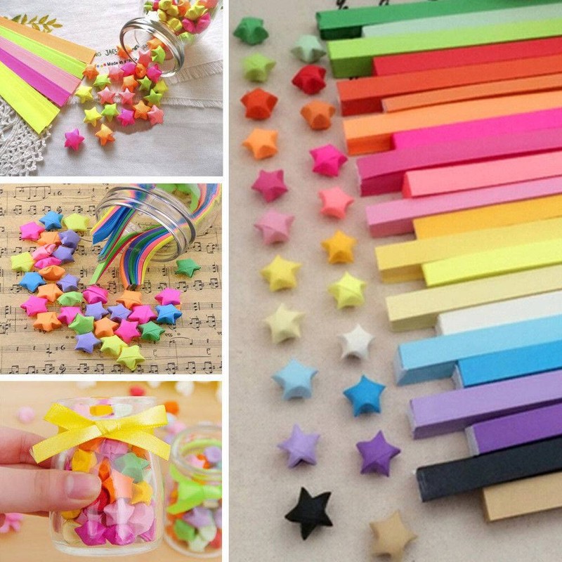 Details About 260pcs Folding 26 Colors Origami Lucky Star Paper Strips Paper Ribbons Best Gift