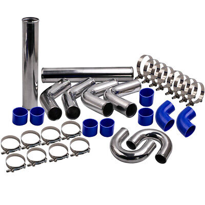 3 inch 76mm Universal Aluminum Turbo Intercooler Pipe Kit+Silicone Hose+Clamps