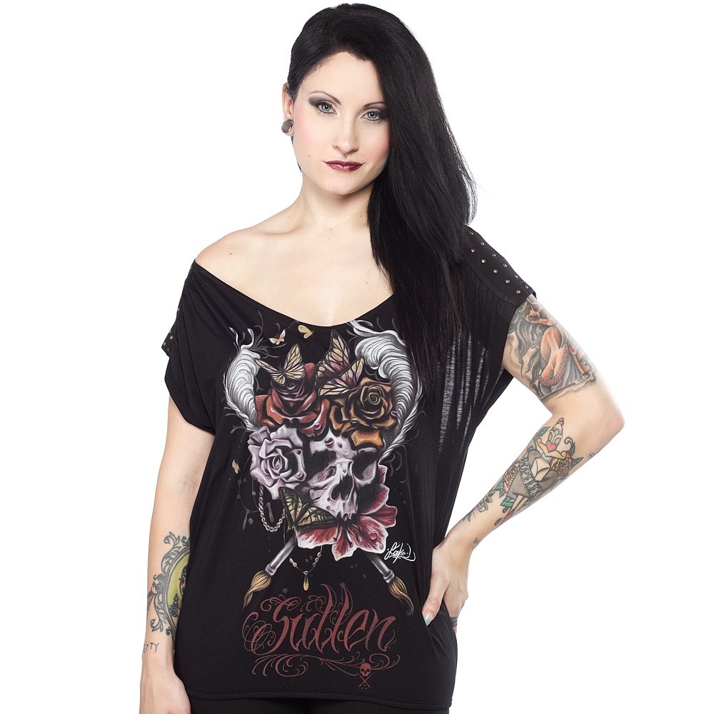 

ЖЕНСКАЯ ФУТБОЛКА SULLEN С КЛЕПКАМИ, ЧЕРНАЯ, Black