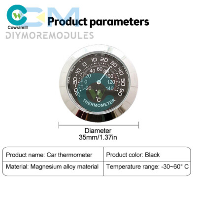 Round Household Car Analog Thermometer Hygrometer Humidity Monitor Meter Gauge