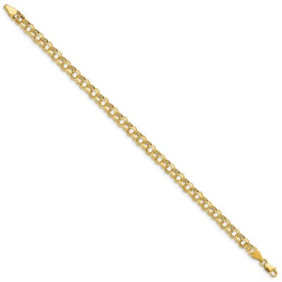 Pre-owned Skyjewelers Real 14kt Yellow Gold Lite 5mm Double Link Charm Chain Bracelet; 7.25 Inch